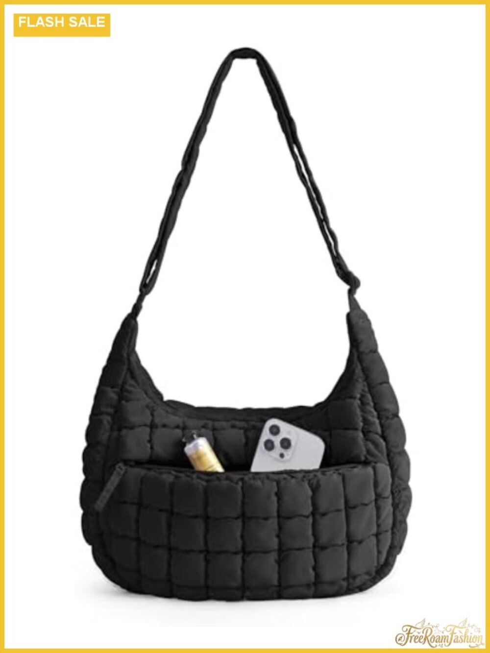 Quilted Polyester Crossbody Bag for Women Travel Hobo Shoulder Purse